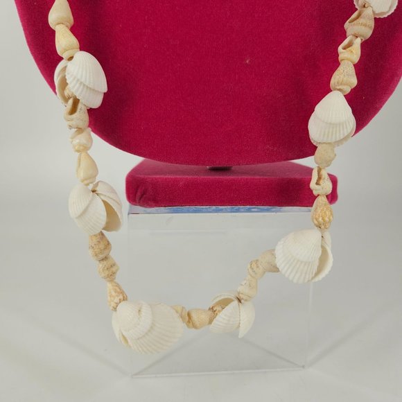 Vint Mini Cowrie Oyster Seashell Sea Shell Necklace Lei Long 26" White Jewelry - Picture 3 of 6